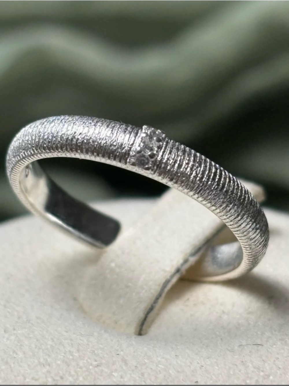 Sterling Silver Textured Open Band Ring in Silver